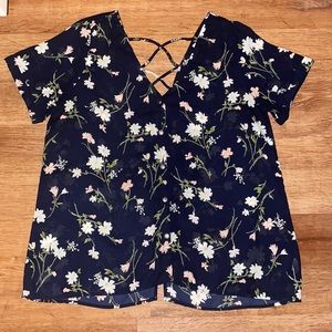 Flower Blouse with Buttons